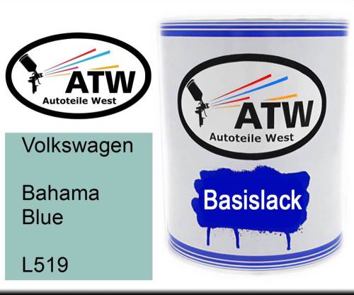 Volkswagen, Bahama Blue, L519: 1L Lackdose, von ATW Autoteile West.